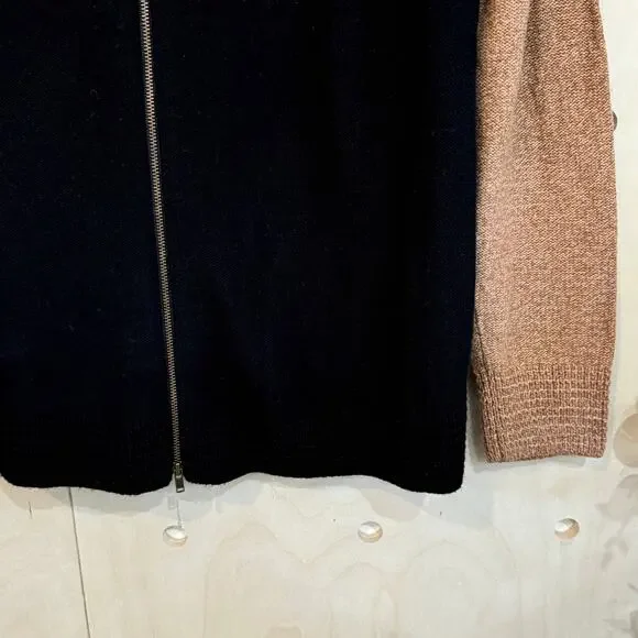 MADEWELL Back Zip Sweater SZ L NEW Brown Black Color Block Crewneck - Picture 6 of 12